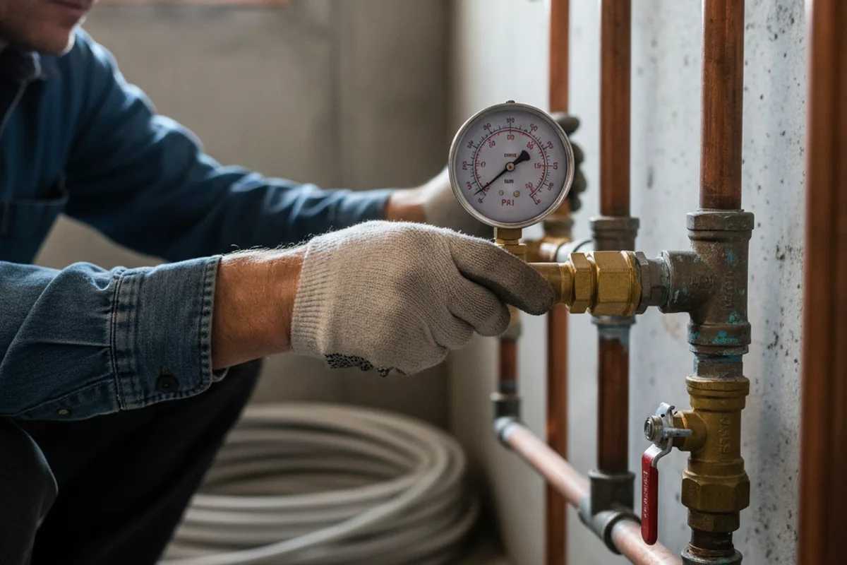 Pressure testing a repaired line during Water Line Repair in Poway